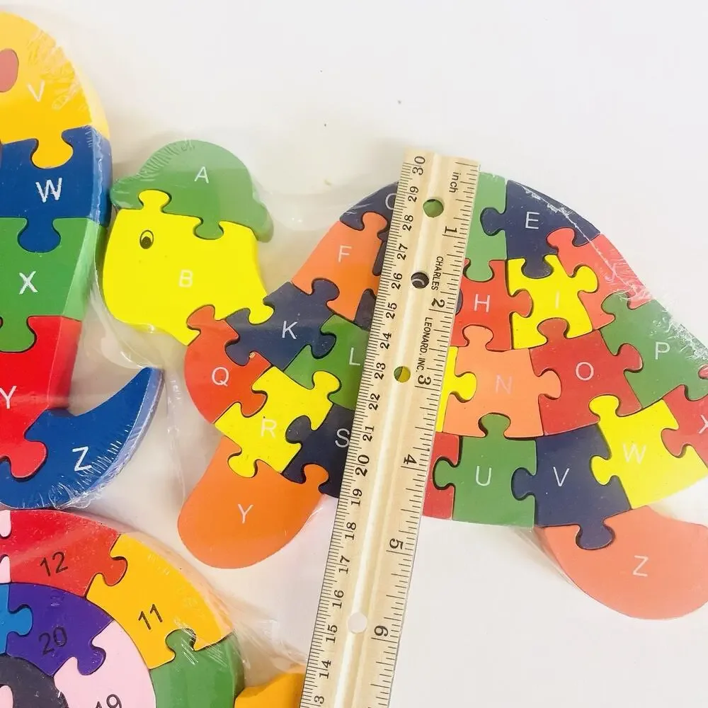 3 Alphabet & Number‎ Jigsaw Puzzle Animal Wooden Puzzle Snake Snail Turtle